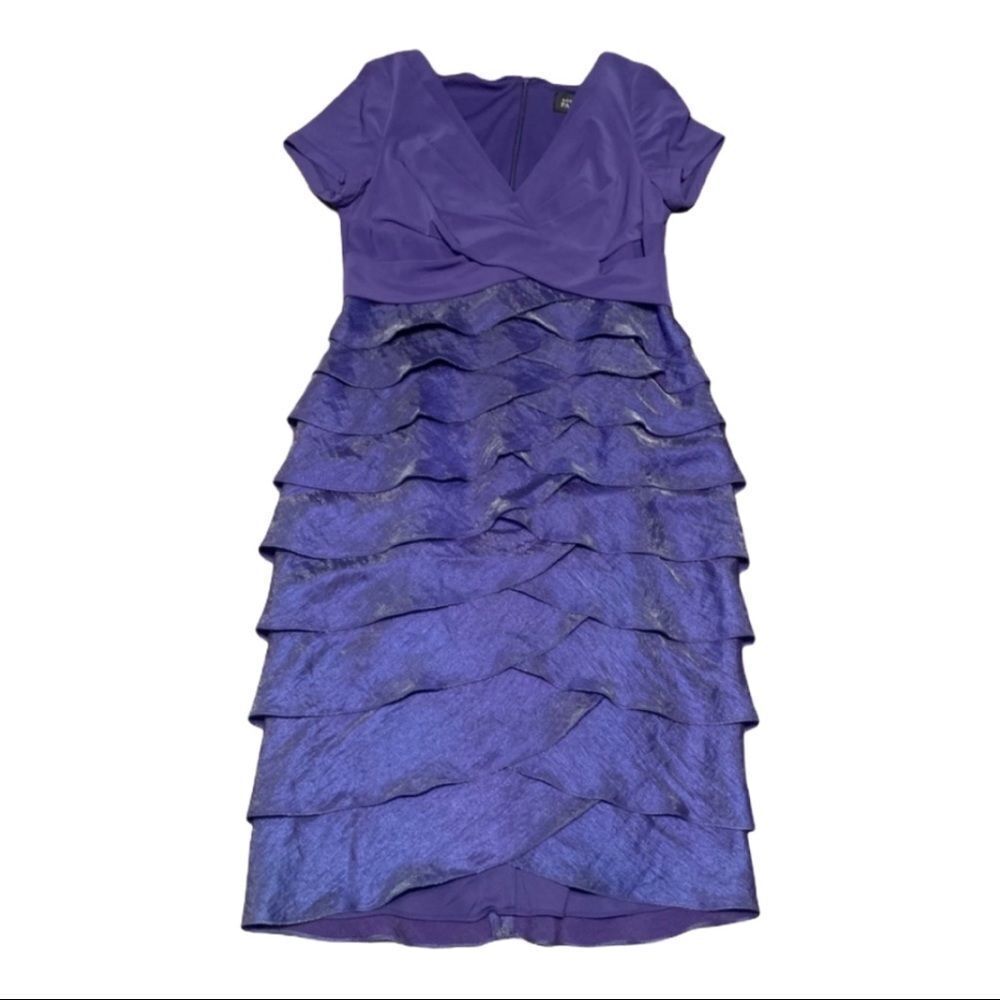Adrianna Papell Formal Cocktail Dress Wedding Purple Size 8